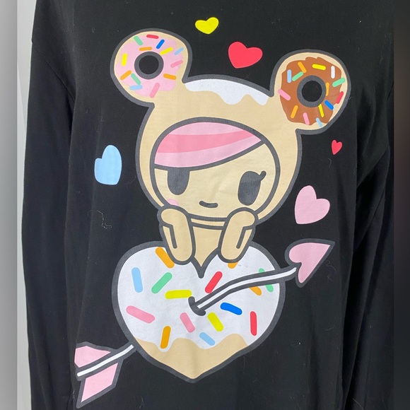 DOLLS KILL x TOKI DOKI Confection Cuteness Donutella Long Sleeve T-Shirt Black S - Picture 5 of 7